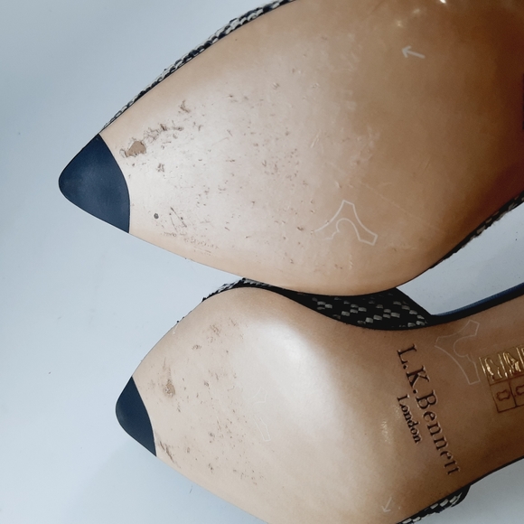 L.K. Bennett London Ladies Black White  Leather Shoe Size 8.5 Made in Spain - Picture 10 of 16